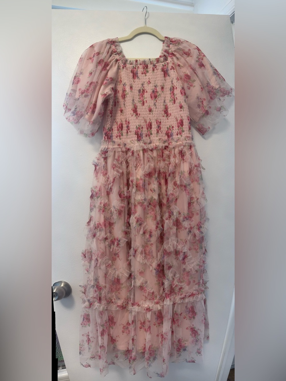 Pink Floral Ruffle Dress